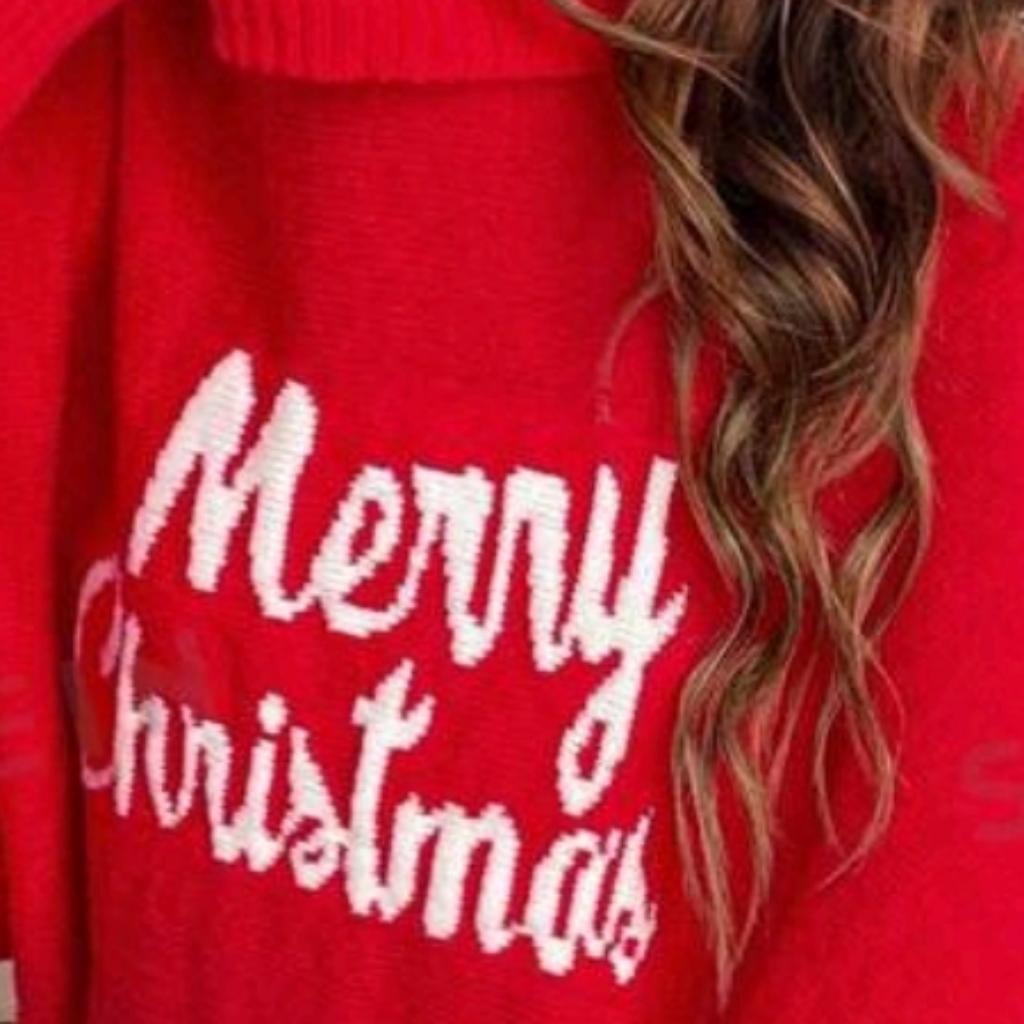 Merry Christmas Turtleneck Red Sweater